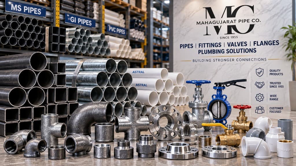 MS, GI and PVC pipes, pipe fittings, valves and flanges — Mahagujarat Pipe Company